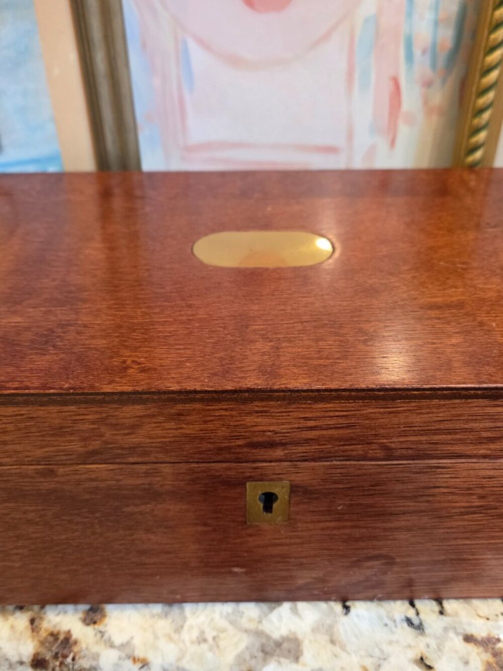 Vintage campaign-style wooden box, resembling a Piffers Khyber-Pass 1880 Box